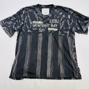AV Couture Shirt Mens XL Montego Bay Jamaica Acid Wash Graphic Black Streetwear